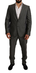 Dolce & Gabbana Gray Metallic MARTINI Slim Fit Set Suit -   -  Dolce & Gabbana.