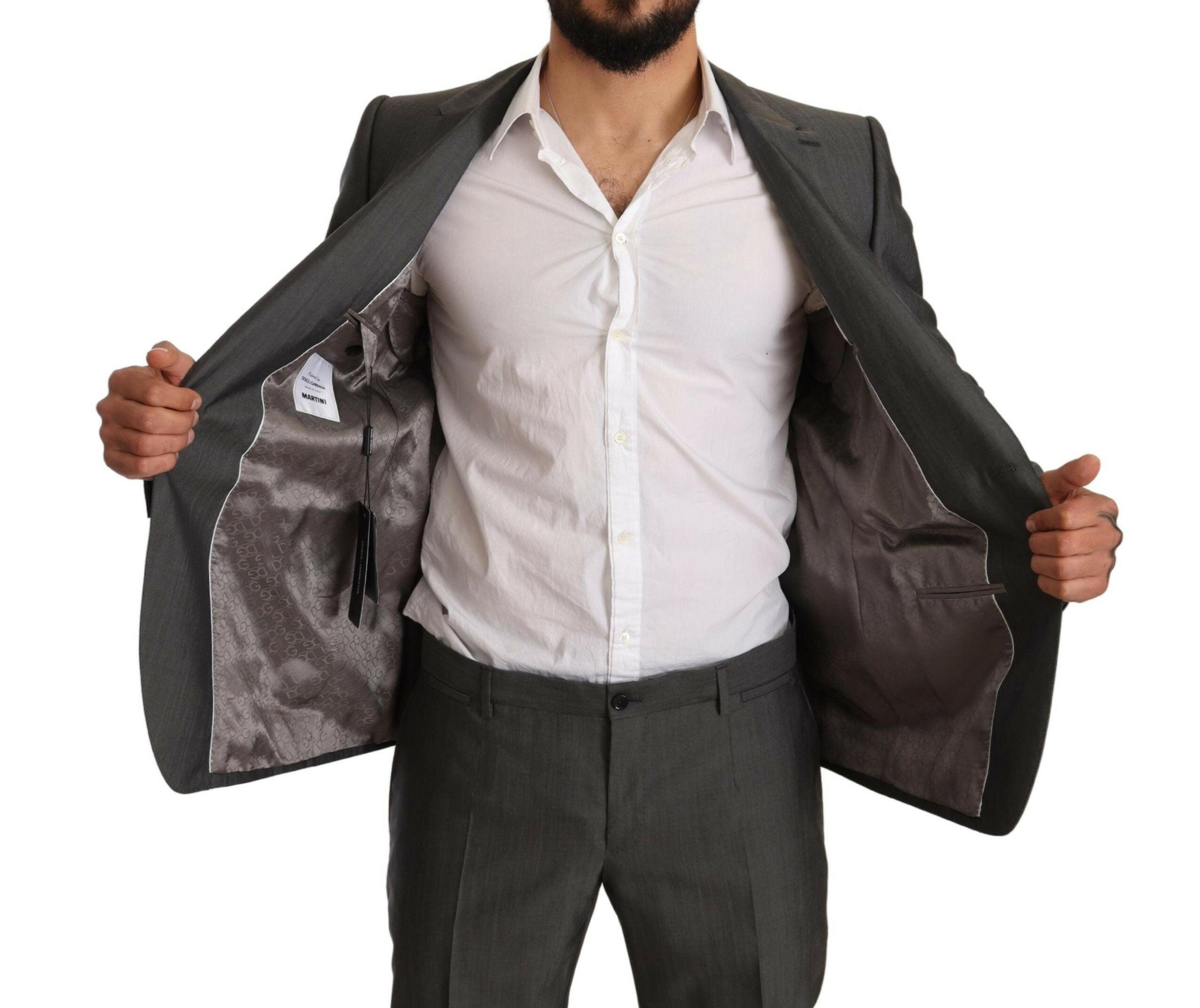 Dolce & Gabbana Gray Metallic MARTINI Slim Fit Set Suit -   -  Dolce & Gabbana.
