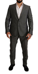 Dolce & Gabbana Gray Metallic MARTINI Slim Fit Set Suit -   -  Dolce & Gabbana.