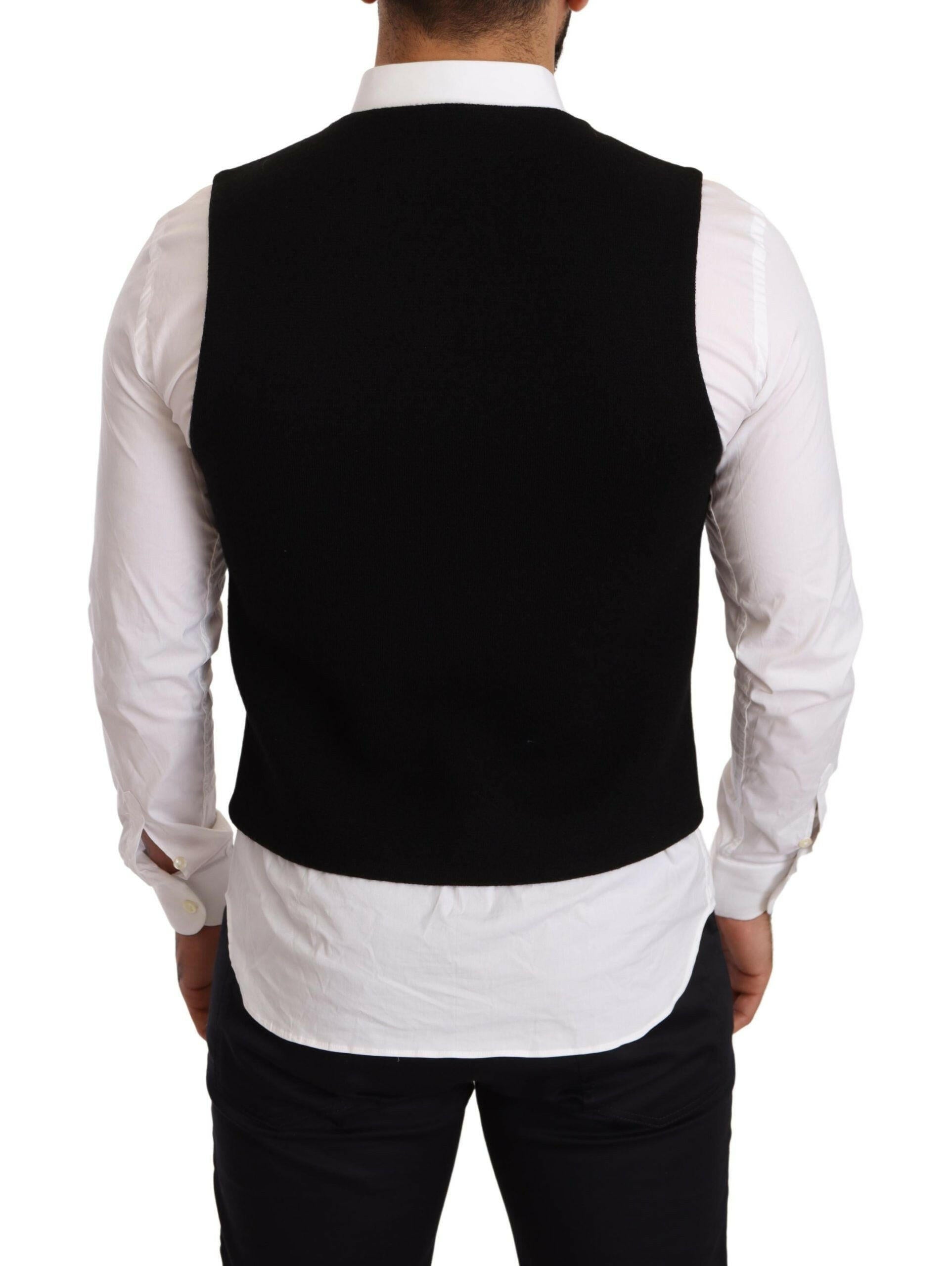 Dolce & Gabbana Black Cotton Single Breasted Waistcoat -  Vests for Men Suits -  Dolce & Gabbana.