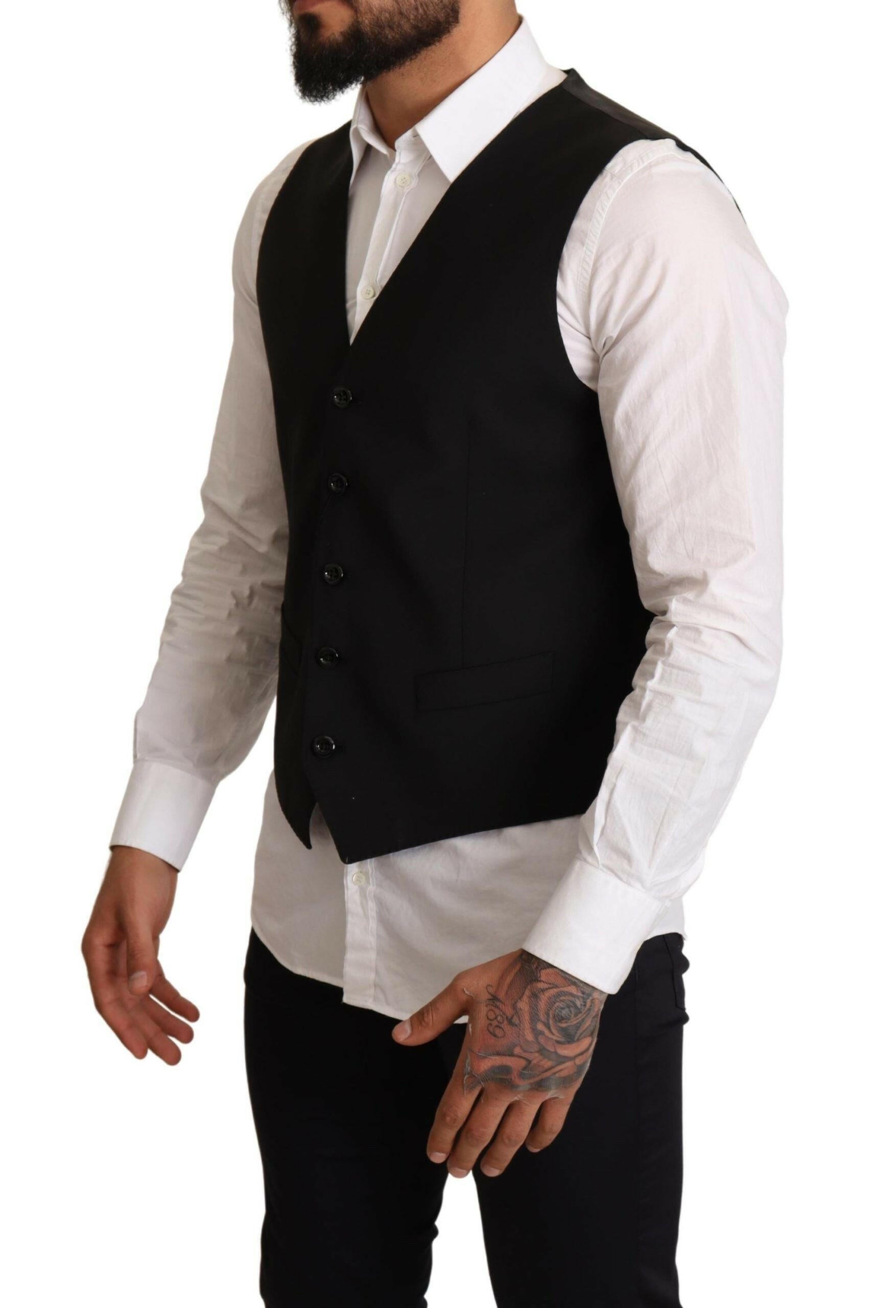 Dolce & Gabbana Black Wool Formal Waistcoat Dress -  Vests for Men Suits -  Dolce & Gabbana.