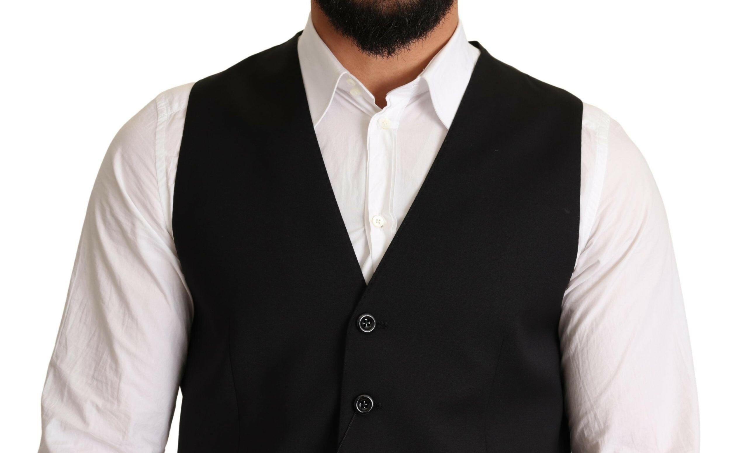 Dolce & Gabbana Black Wool Formal Waistcoat Dress -  Vests for Men Suits -  Dolce & Gabbana.