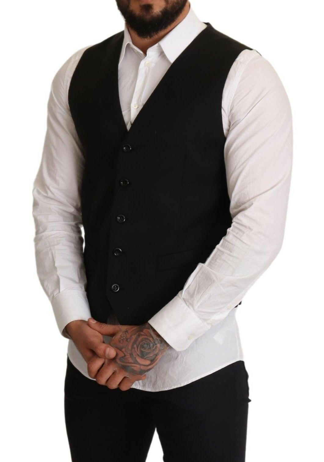 Dolce & Gabbana Black Wool Formal Waistcoat Dress -  Vests for Men Suits -  Dolce & Gabbana.