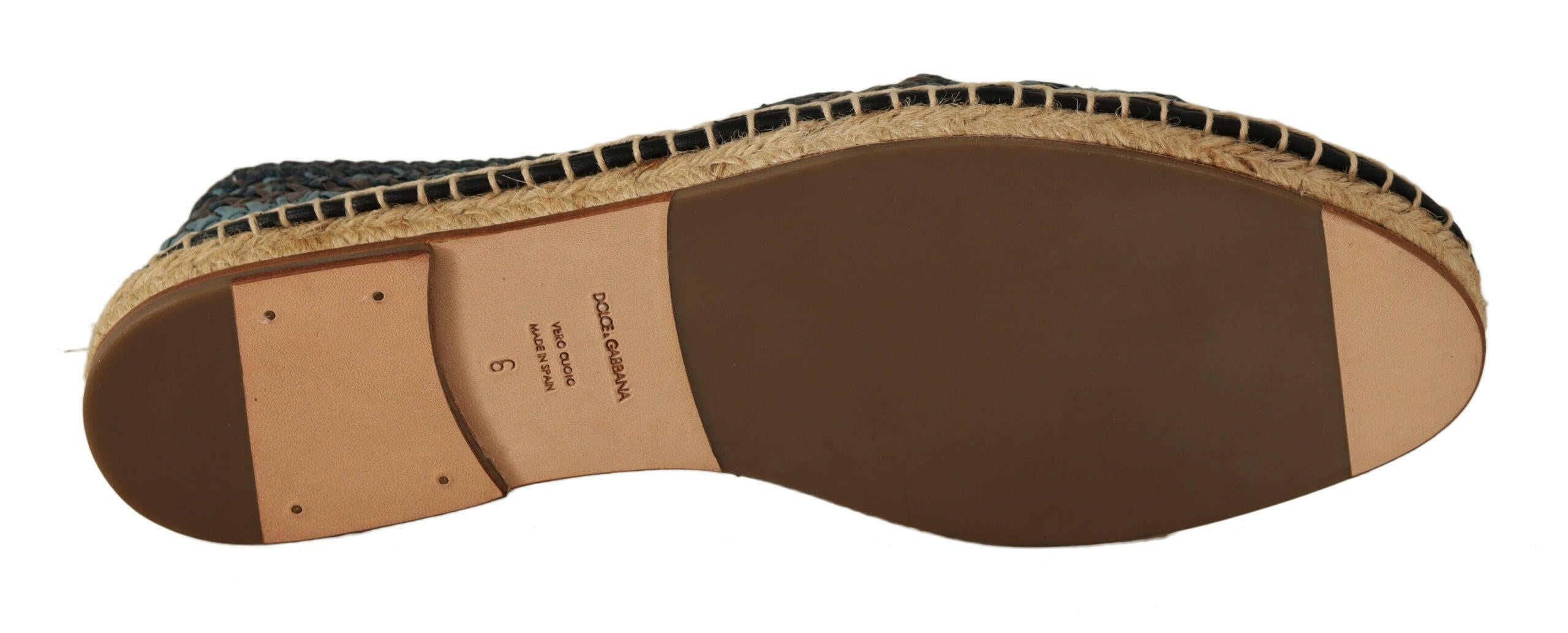 Dolce & Gabbana Blue Gray Slip On Buffalo Espadrille Shoes -   -  Dolce & Gabbana.