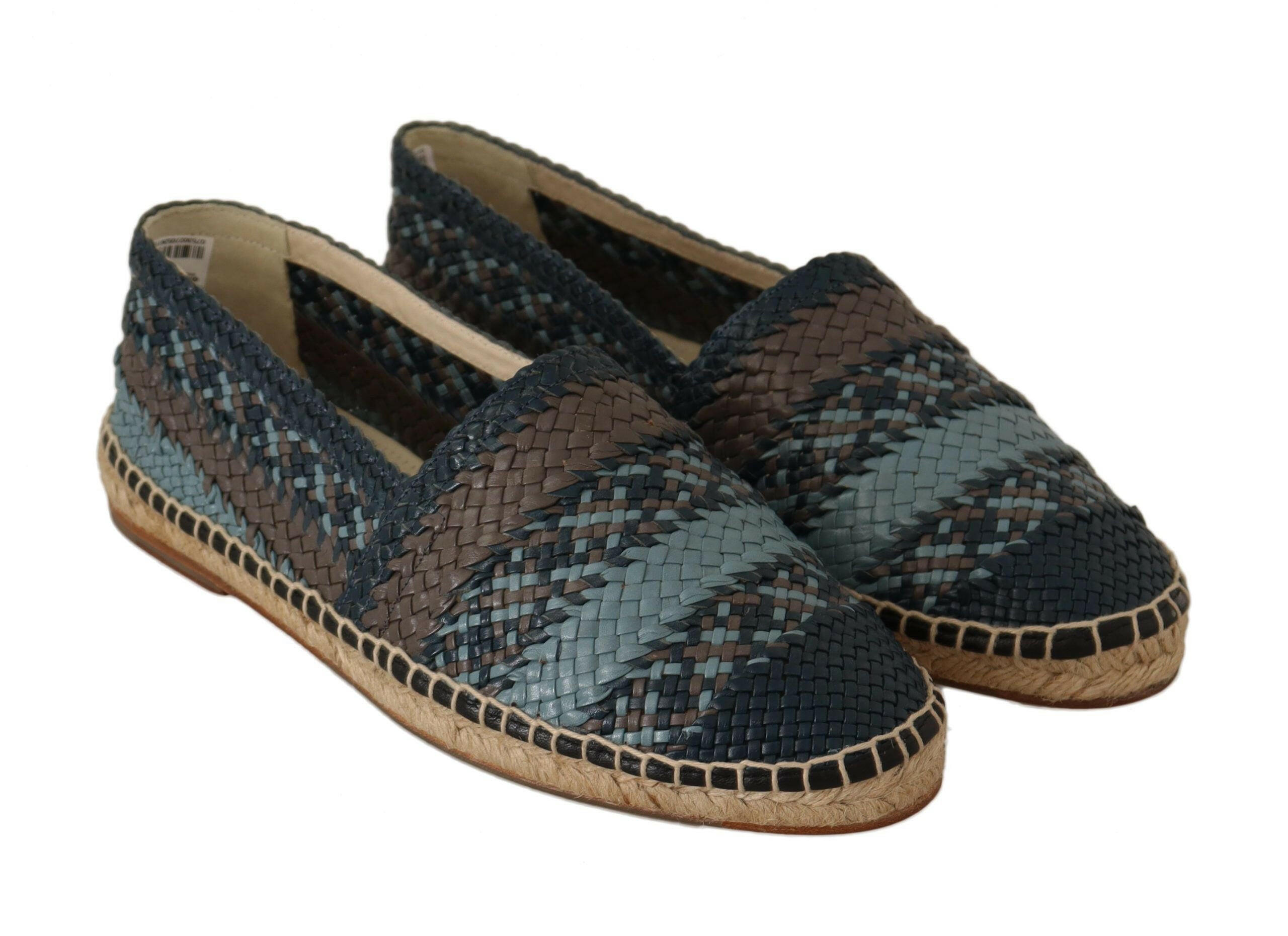 Dolce & Gabbana Blue Gray Slip On Buffalo Espadrille Shoes -   -  Dolce & Gabbana.