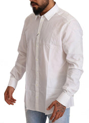 Dolce & Gabbana White Cotton Slim Fit Men MARTINI Shirt -   -  Dolce & Gabbana.