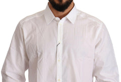 Dolce & Gabbana White Cotton Slim Fit Men MARTINI Shirt -   -  Dolce & Gabbana.
