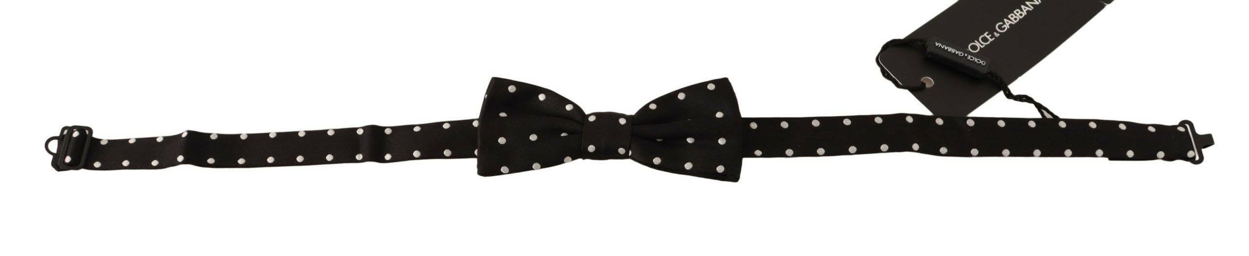 Dolce & Gabbana Black White Polka Dot Silk Adjustable Neck Papillon Bow Tie -  Neckties, Men -  Dolce & Gabbana.