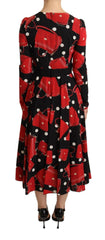 Dolce & Gabbana Black Sicily Bag Print Flared Midi Dress -   -  Dolce & Gabbana.