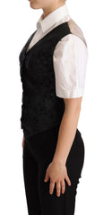 Dolce & Gabbana Black Jacquard Floral Waistcoat Vest Green -   -  Dolce & Gabbana.