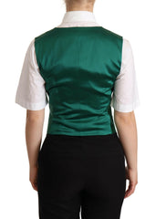Dolce & Gabbana Green Silk Satin Sleeveless Waistcoat Vest -   -  Dolce & Gabbana.