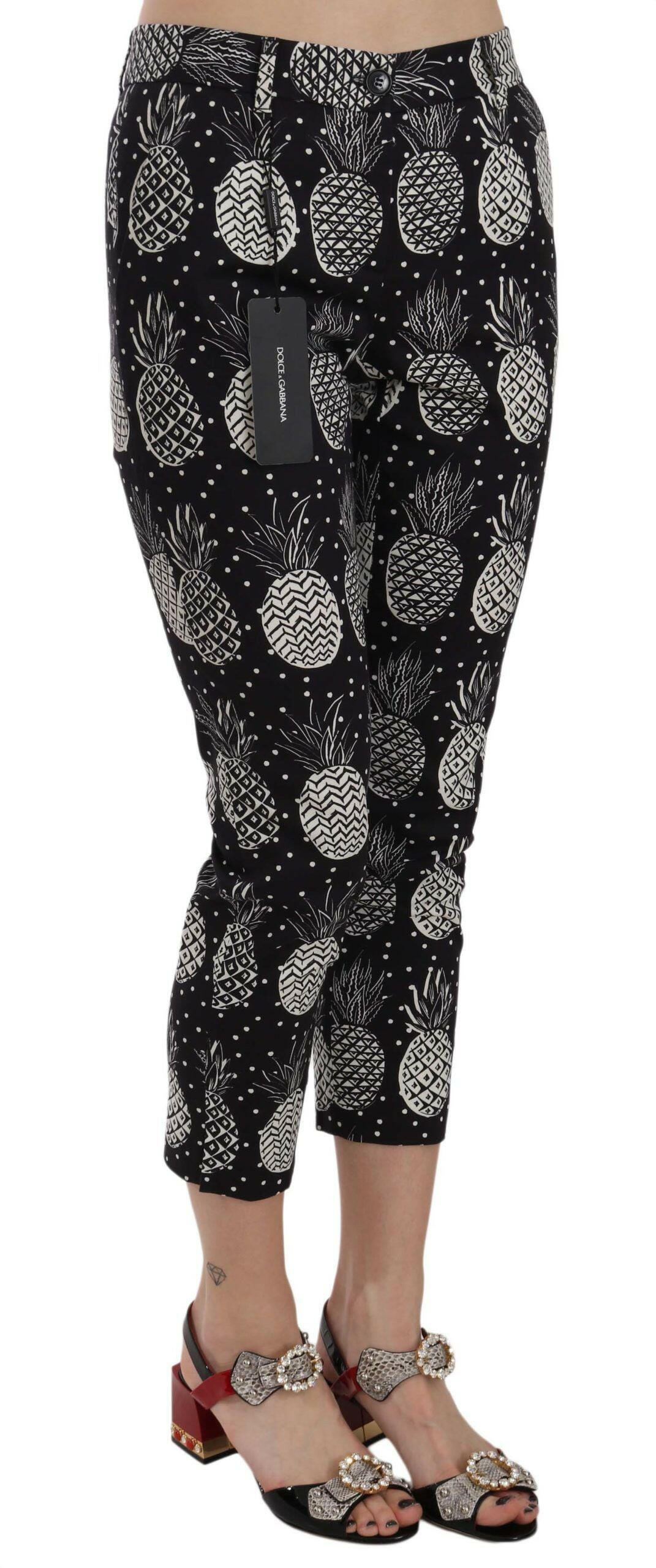 Dolce & Gabbana Black Pineapple Print Skinny Capri Pants -   -  Dolce & Gabbana.