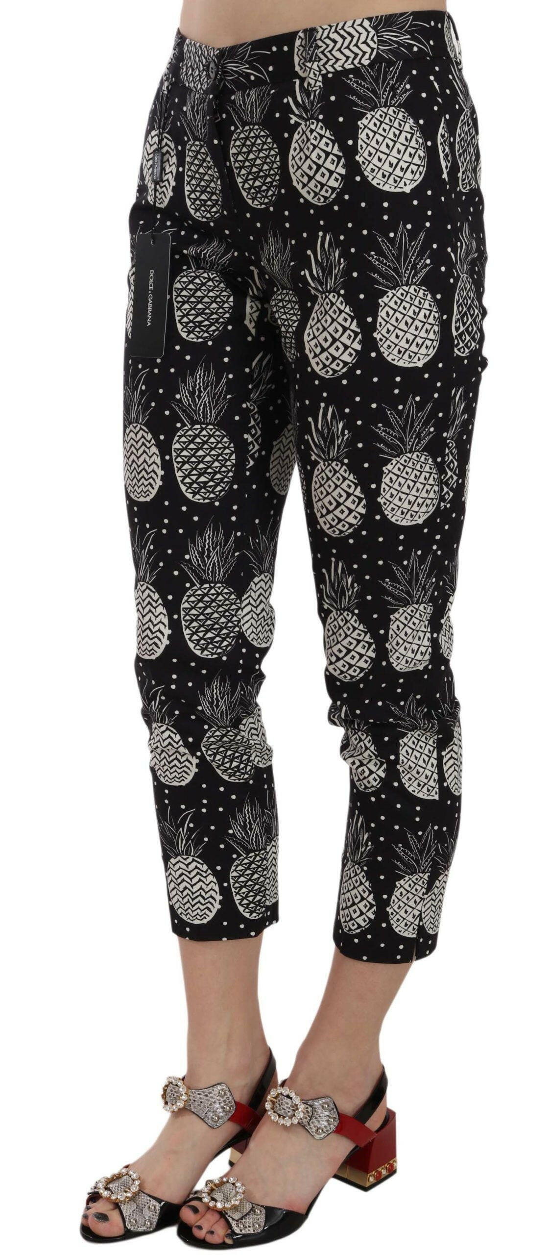 Dolce & Gabbana Black Pineapple Print Skinny Capri Pants -   -  Dolce & Gabbana.