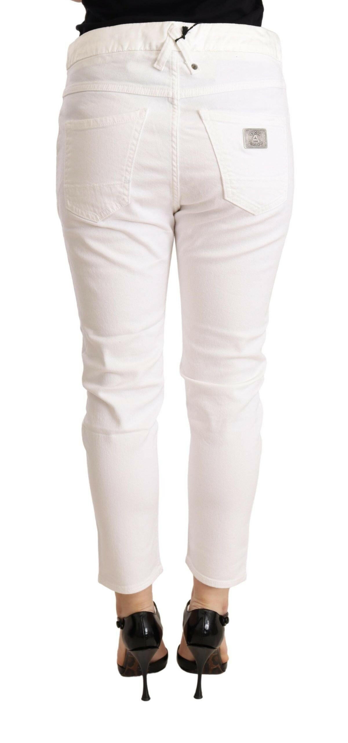 CYCLE White Mid Waist Slim Fit Skinny Cotton Stretch Trouser -   -  CYCLE.