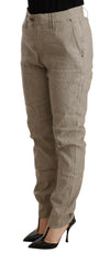 CYCLE Beige Mid Waist Casual Baggy Stretch Trouser -   -  CYCLE.