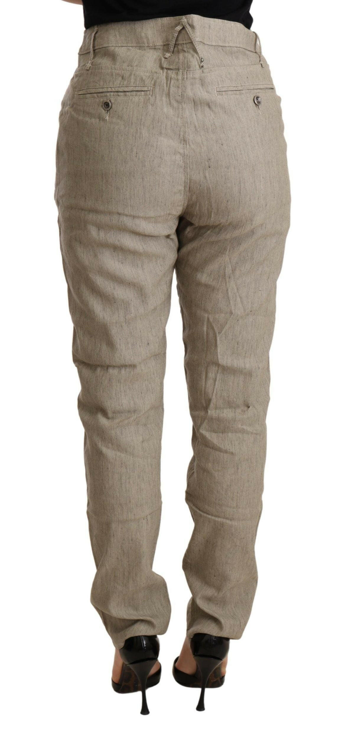 CYCLE Beige Mid Waist Casual Baggy Stretch Trouser -   -  CYCLE.