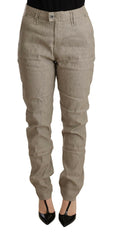 CYCLE Beige Mid Waist Casual Baggy Stretch Trouser -   -  CYCLE.
