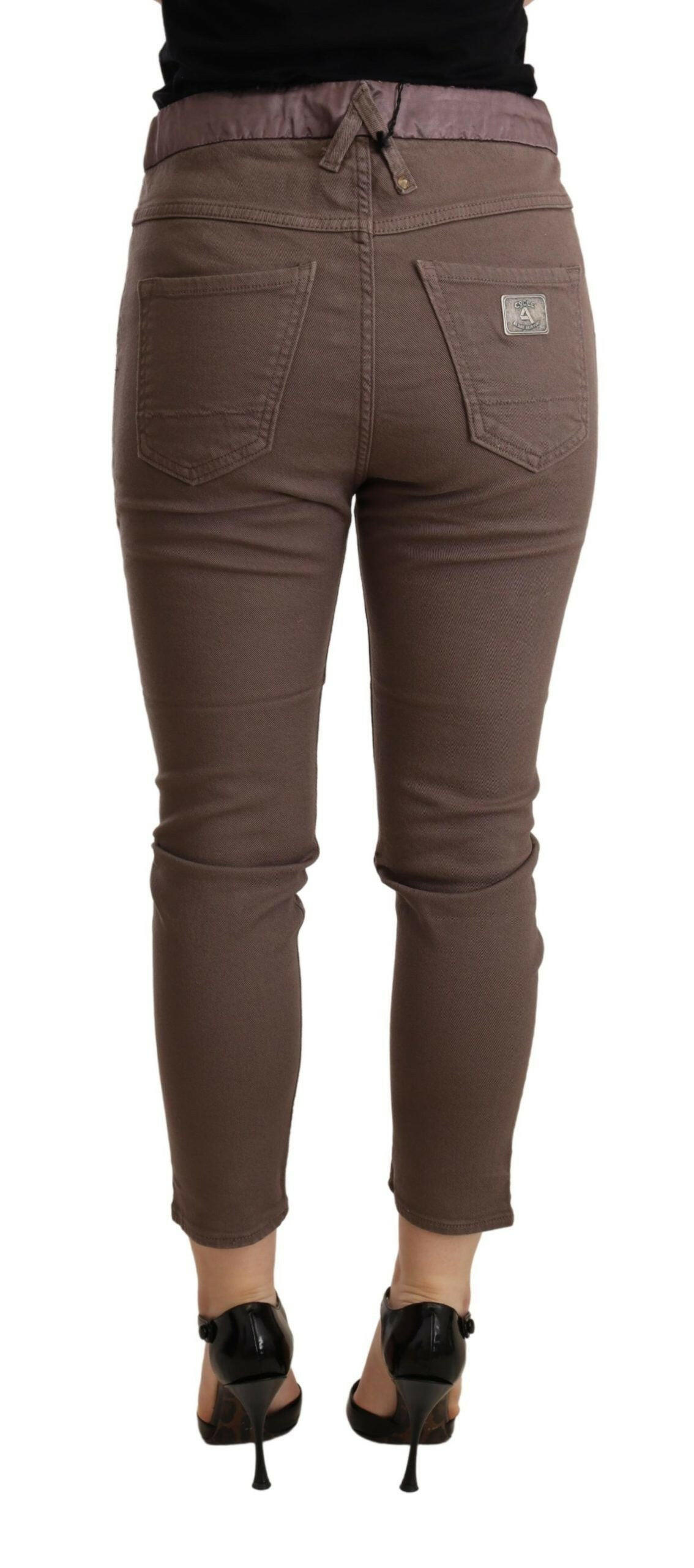 CYCLE Brown Mid Waist Cropped Skinny Stretch Trouser -   -  CYCLE.