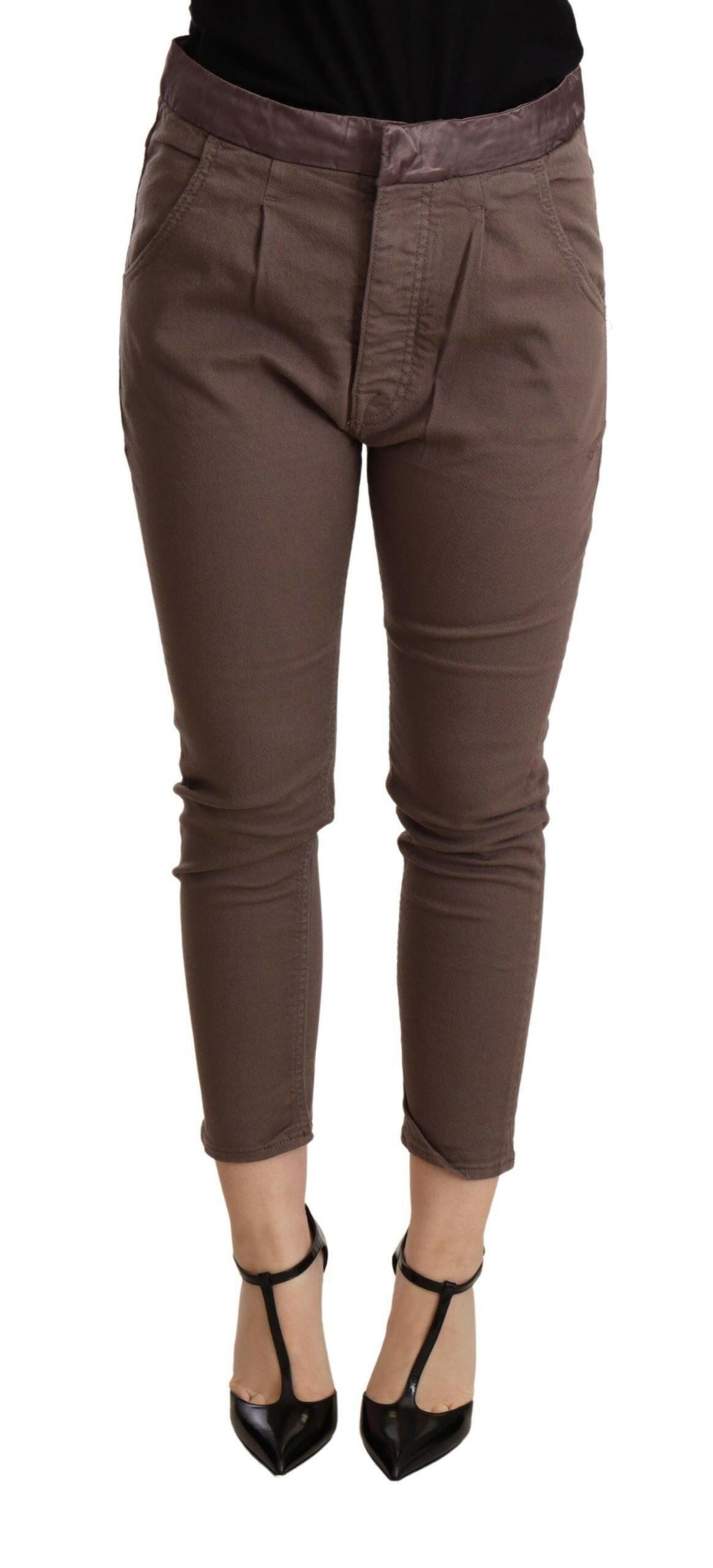 CYCLE Brown Mid Waist Cropped Skinny Stretch Trouser -   -  CYCLE.