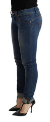 Acht Blue Washed Low Waist Skinny Denim Jeans Pant -   -  Acht.