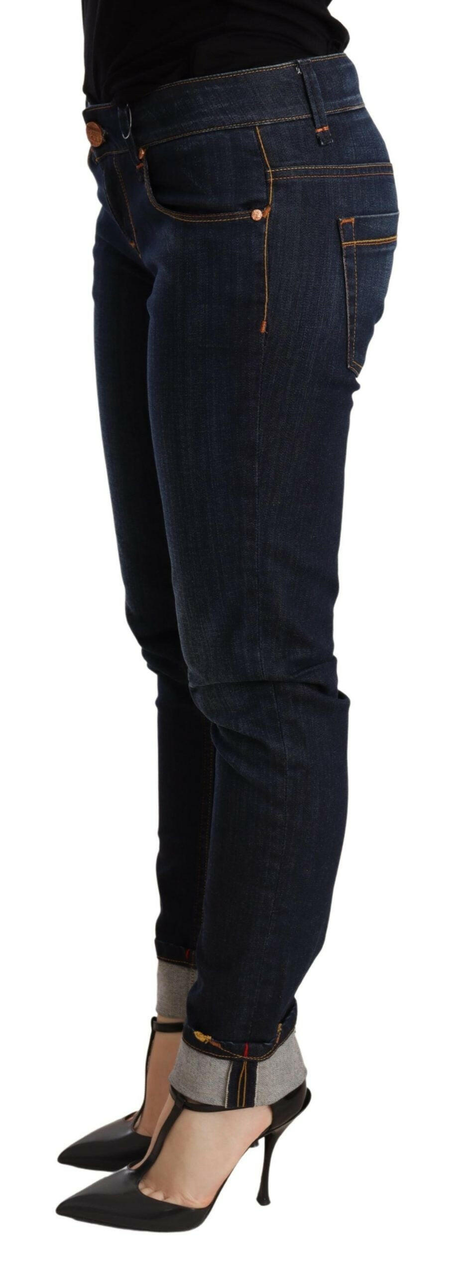 Acht Blue Washed Low Waist Skinny Denim Trouser -   -  Acht.