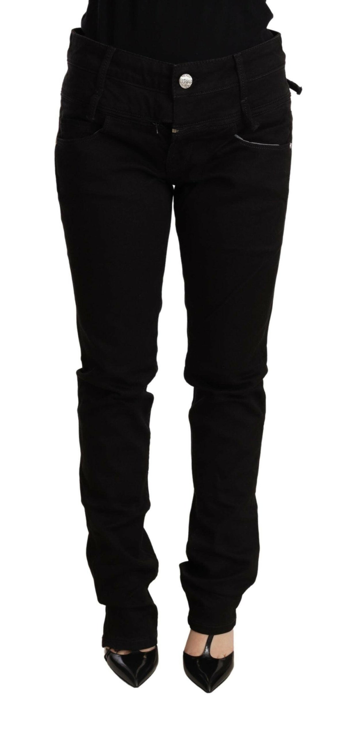 Acht Black Low Waist Skinny Denim Jeans Trouser -   -  Acht.