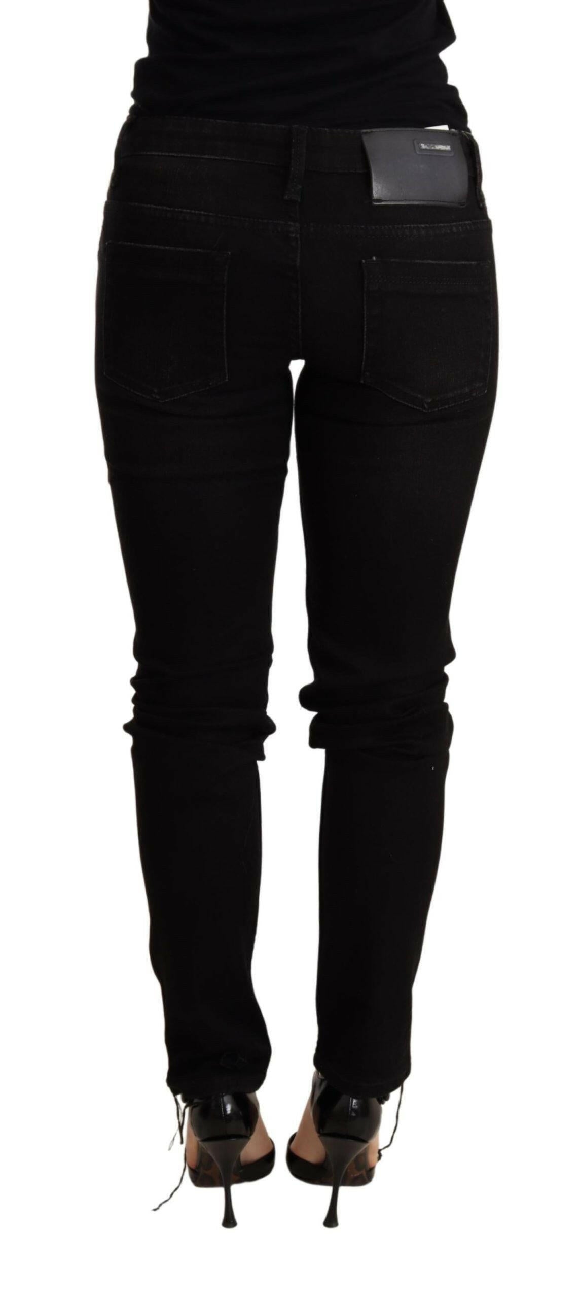 Acht Black Low Waist Skinny Denim Trouser -   -  Acht.