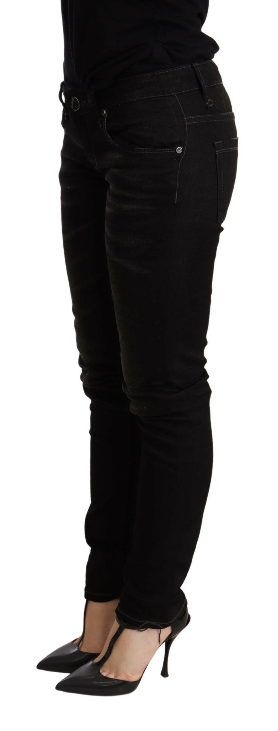 Acht Black Low Waist Skinny Denim Trouser -   -  Acht.