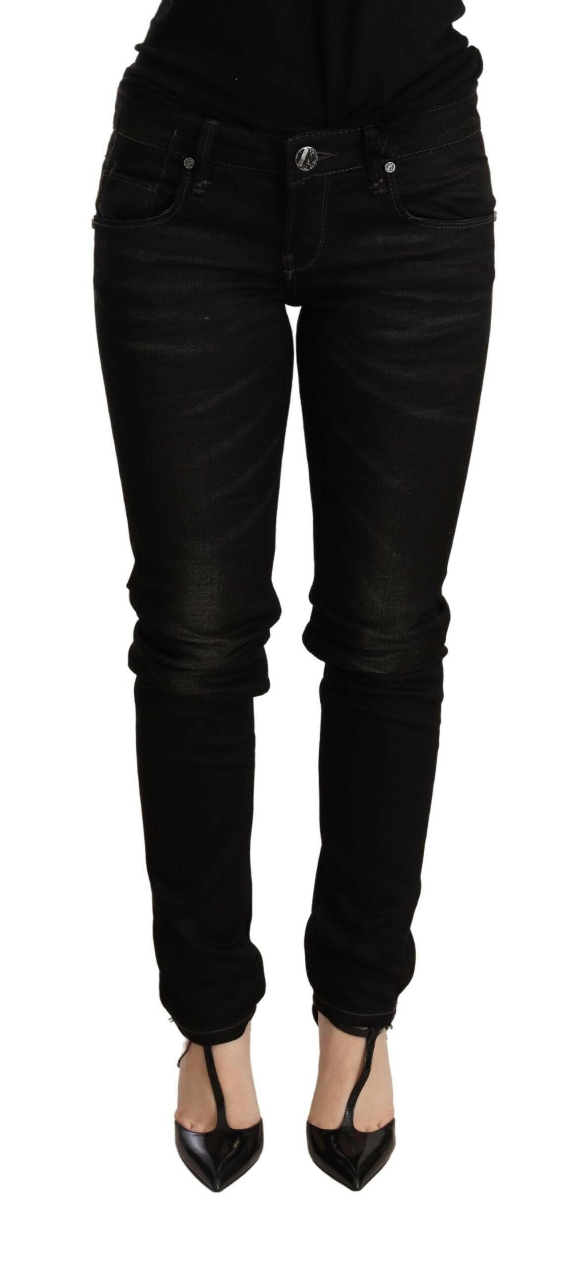 Acht Black Low Waist Skinny Denim Trouser -   -  Acht.