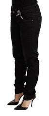 Acht Black Low Waist Skinny Denim Cotton Trouser -   -  Acht.