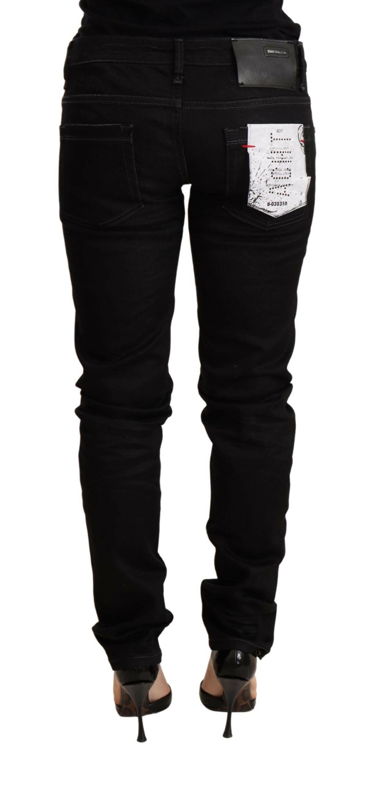 Acht Black Low Waist Skinny Denim Cotton Trouser -   -  Acht.