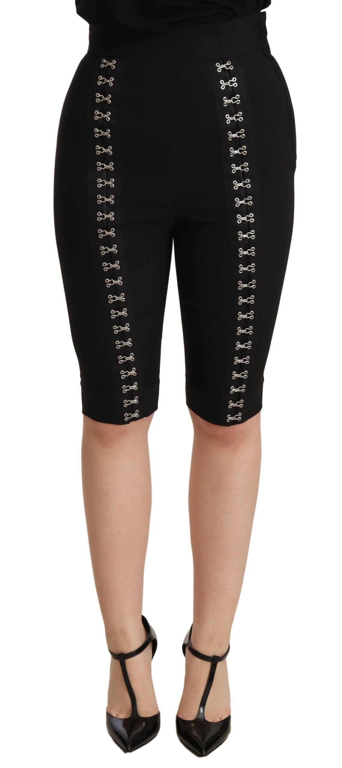 Dolce & Gabbana Black Wool Stretch Slim Fit High Waist Shorts -   -  Dolce & Gabbana.