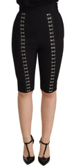 Dolce & Gabbana Black Wool Stretch Slim Fit High Waist Shorts -   -  Dolce & Gabbana.