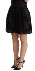 Dolce & Gabbana Black Floral Brocade High Waist Mini Shorts -   -  Dolce & Gabbana.