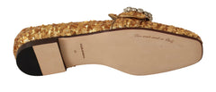 Dolce & Gabbana Gold Sequin Crystal Flat Women Loafers Shoes -   -  Dolce & Gabbana.