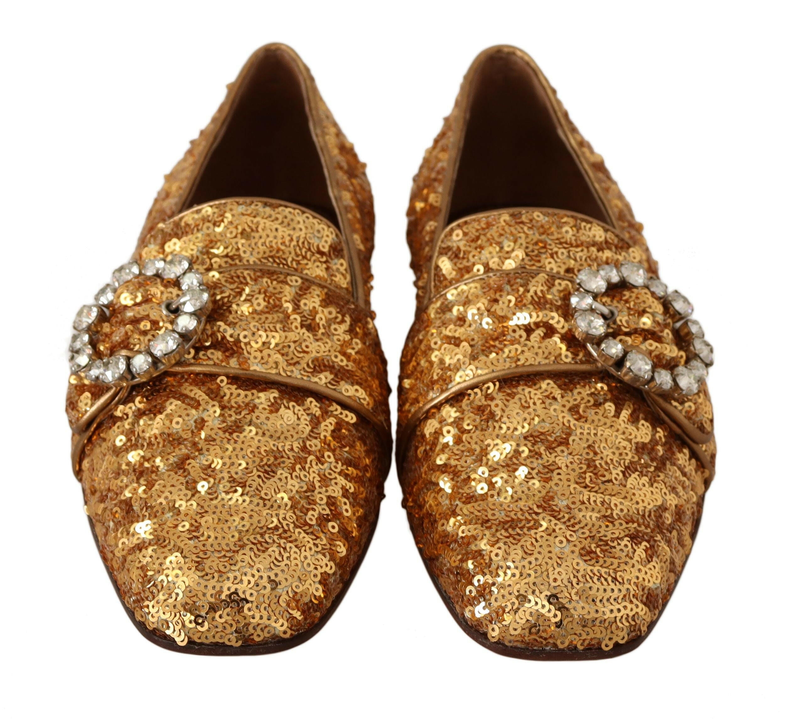 Dolce & Gabbana Gold Sequin Crystal Flat Women Loafers Shoes -   -  Dolce & Gabbana.
