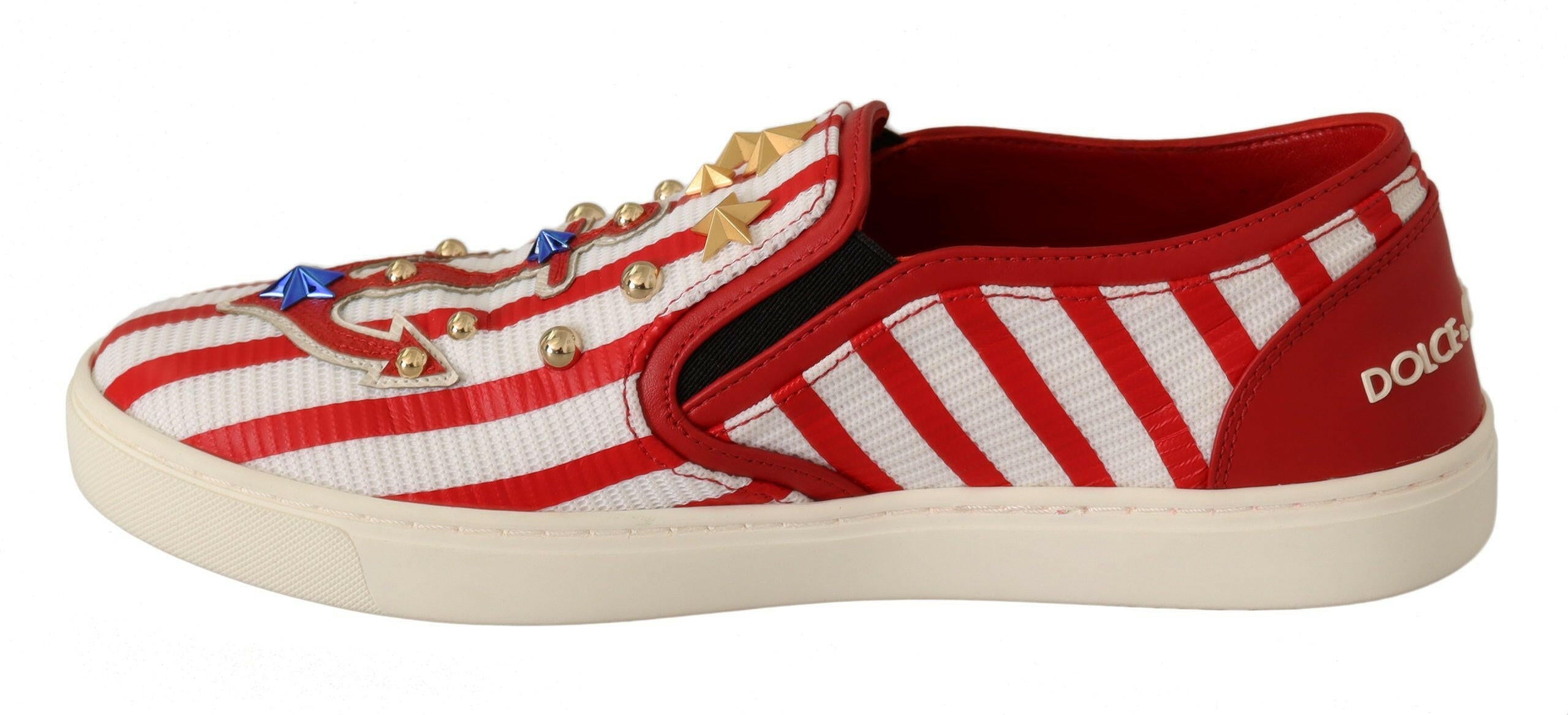Dolce & Gabbana Red White Anchor Studded Loafers Shoes -   -  Dolce & Gabbana.
