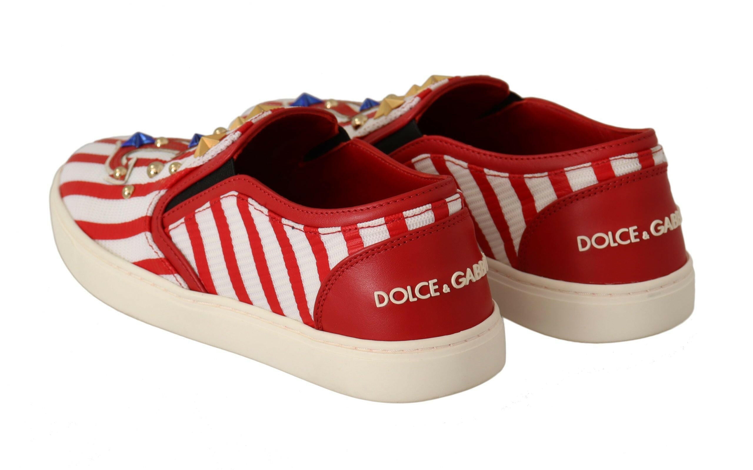 Dolce & Gabbana Red White Anchor Studded Loafers Shoes -   -  Dolce & Gabbana.