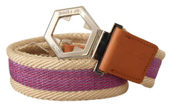 GF Ferre Multicolor Leather Silver Hexagon Logo Buckle Belt -   -  GF Ferre.