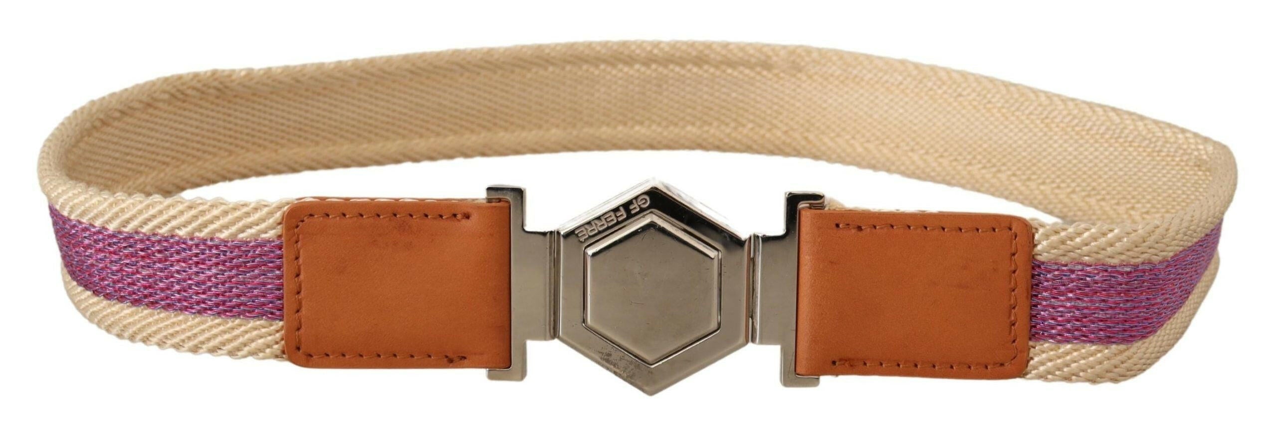 GF Ferre Multicolor Leather Silver Hexagon Logo Buckle Belt -   -  GF Ferre.