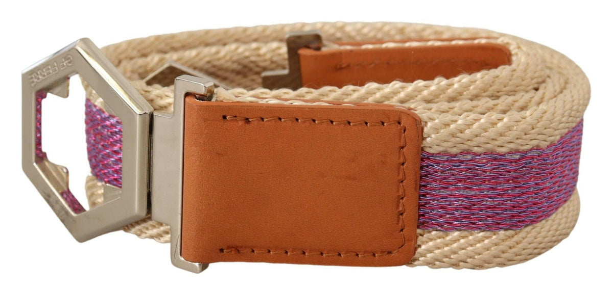 GF Ferre Multicolor Leather Silver Hexagon Logo Buckle Belt -   -  GF Ferre.