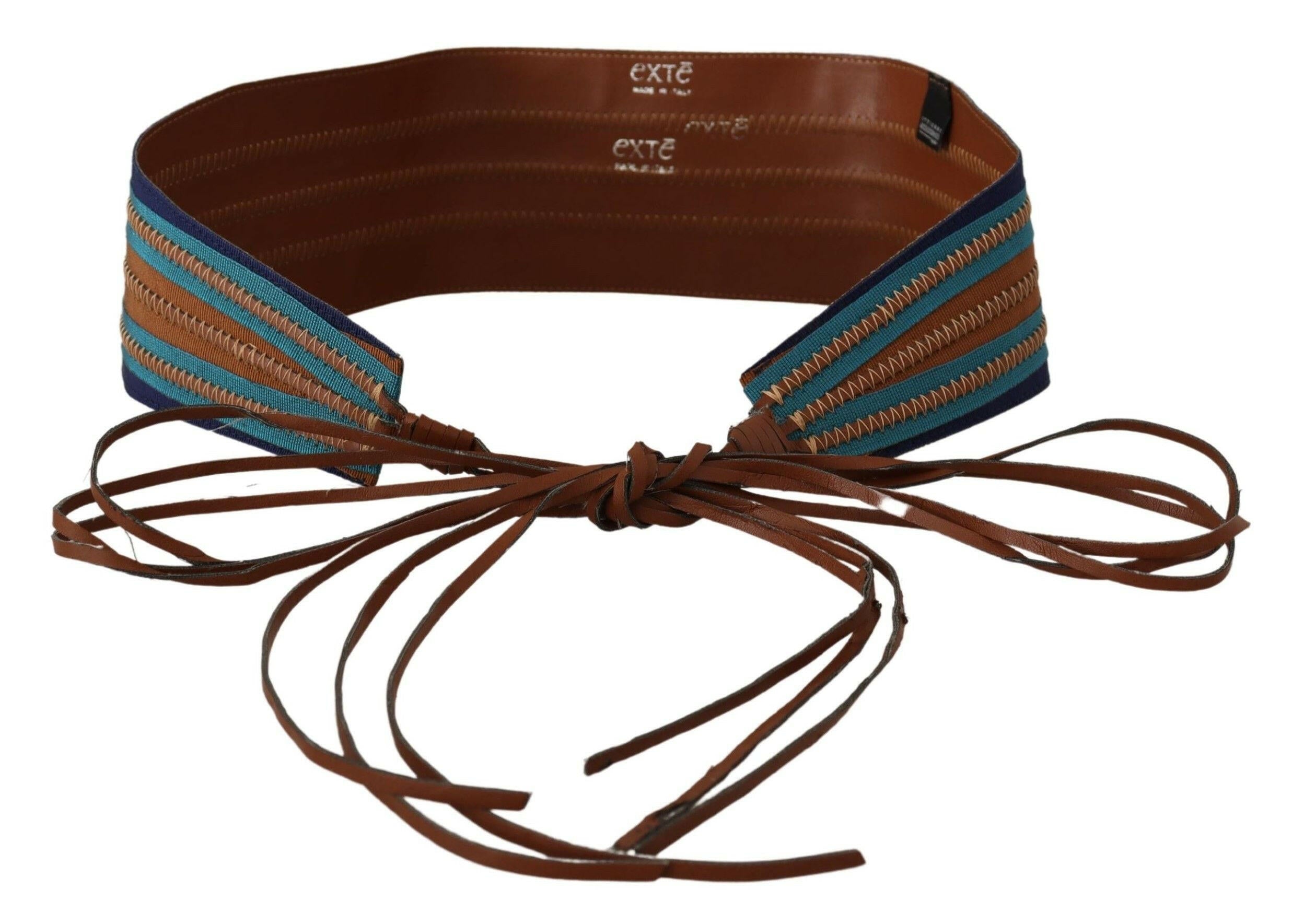 Exte Brown Leather Wide Waistband Tie Fastening Belt -   -  Exte.