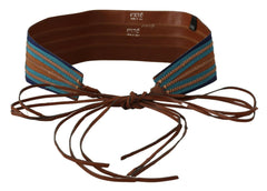 Exte Brown Leather Wide Waistband Tie Fastening Belt -   -  Exte.