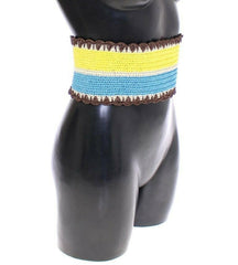Dolce & Gabbana Yellow Striped Wide Waist Raffia Belt -   -  Dolce & Gabbana.