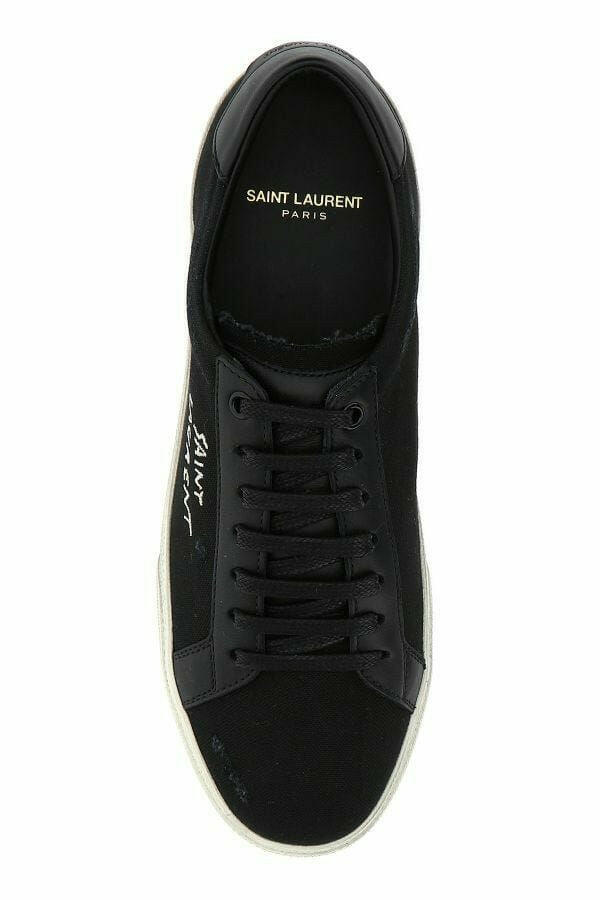 Saint Laurent Sleek Black Canvas & Leather Low-Top Sneakers -   -  Saint Laurent.