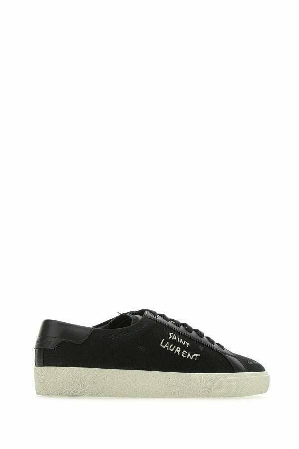 Saint Laurent Sleek Black Canvas & Leather Low-Top Sneakers -   -  Saint Laurent.