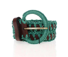 Dolce & Gabbana Green Raffia Woven Waist Leather Wide Belt -   -  Dolce & Gabbana.