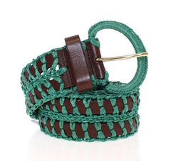 Dolce & Gabbana Green Raffia Woven Waist Leather Wide Belt -   -  Dolce & Gabbana.