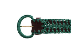 Dolce & Gabbana Green Raffia Woven Waist Leather Wide Belt -   -  Dolce & Gabbana.