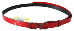 Costume National Red Black Reversible Leather Logo Buckle Belt -   -  Costume National.